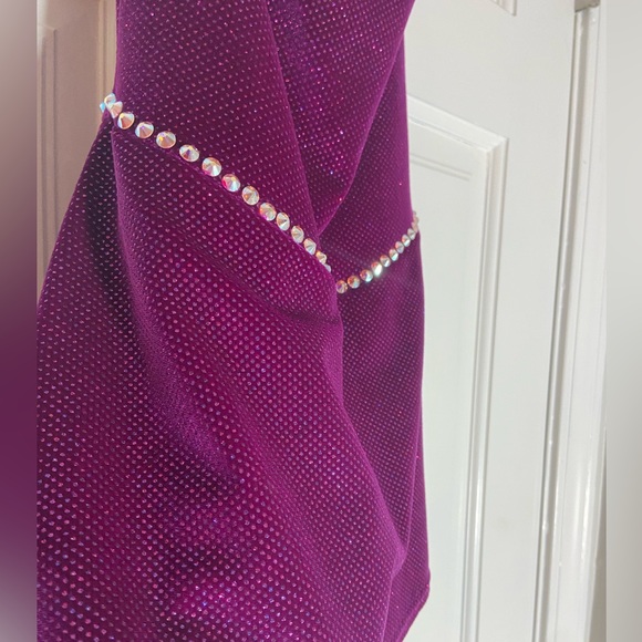 Magenta halter figure skating dress with Swarovski beading - Picture 10 of 14